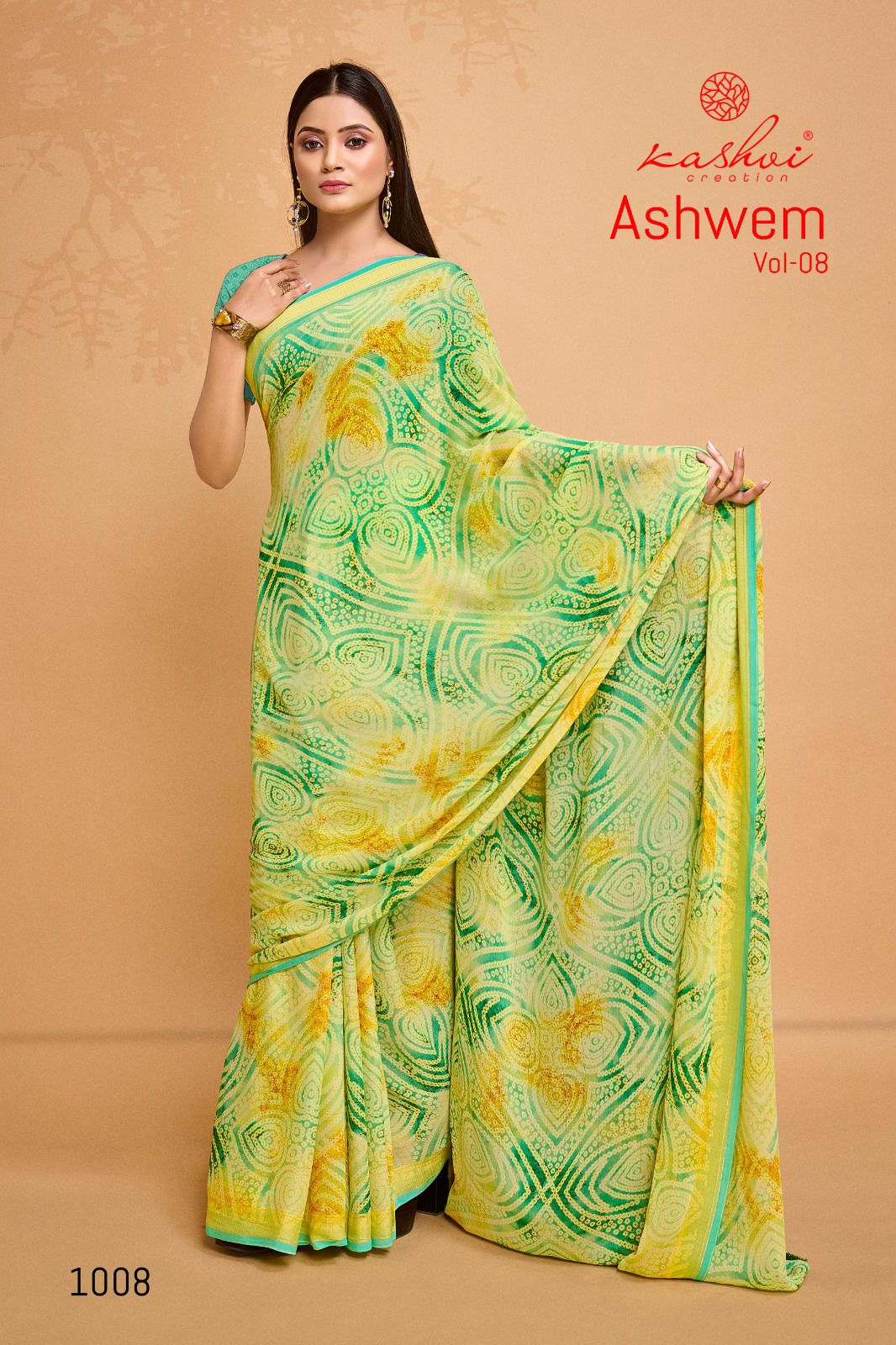 Ashwem Vol 8 By Kashvi Dull Moss Viscose Printed Daily Wear Sarees Wholesale Market In Surat
